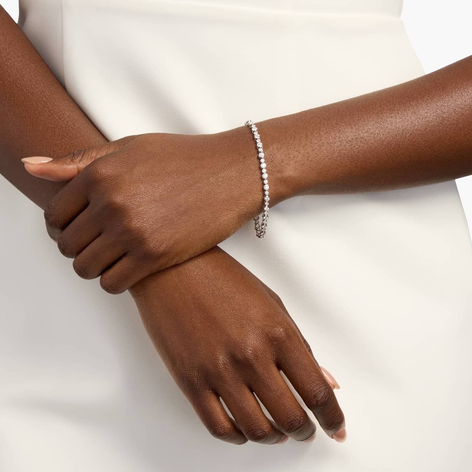 Diamond Alternating Bezel Tennis Bracelet in 14K White Gold (3 Ct. Tw.)