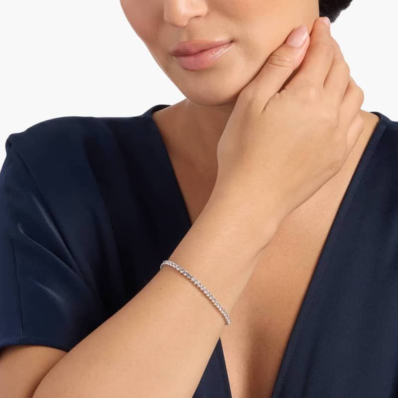 White Topaz Birthstone Tennis Bracelet in 14K White Gold