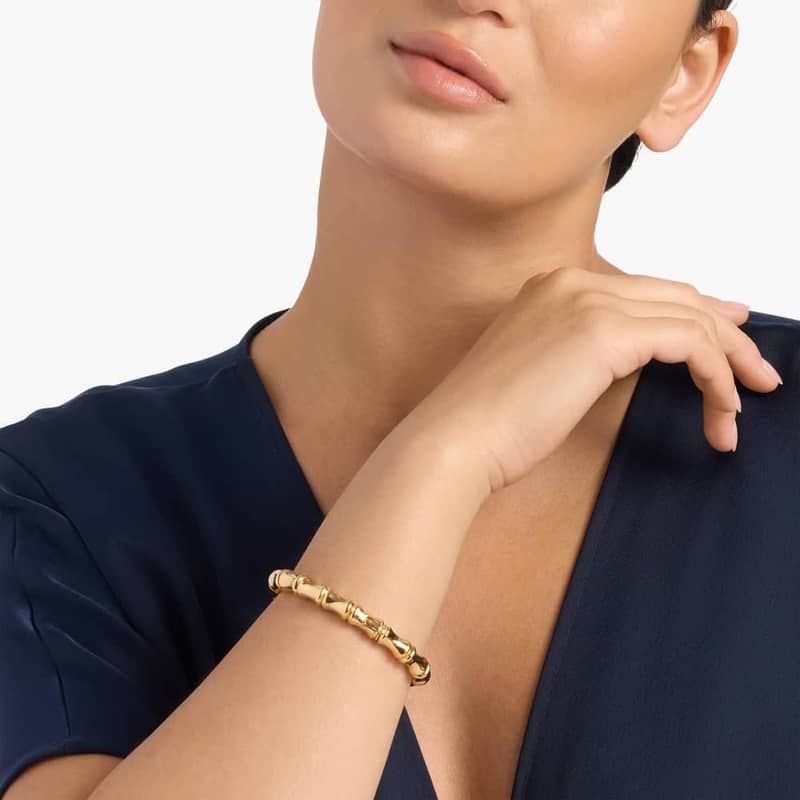 6.75" Bamboo Bangle Bracelet in 14K Yellow Gold