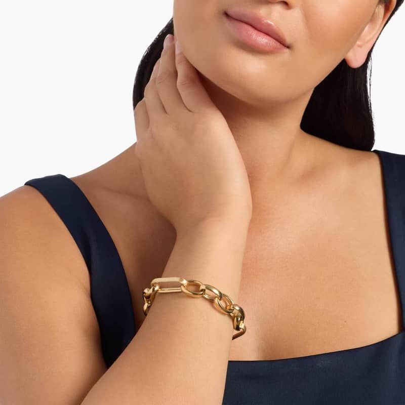 7.75" Oval and Square Open Link Bracelet in 18K Yellow Gold