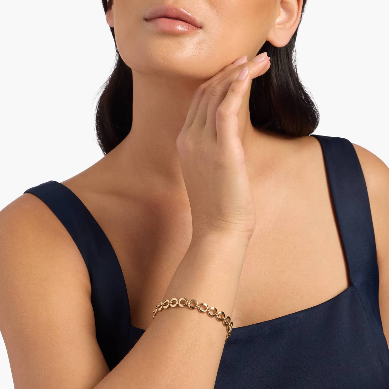 7.5" Round Link Bracelet in 14K Yellow Gold