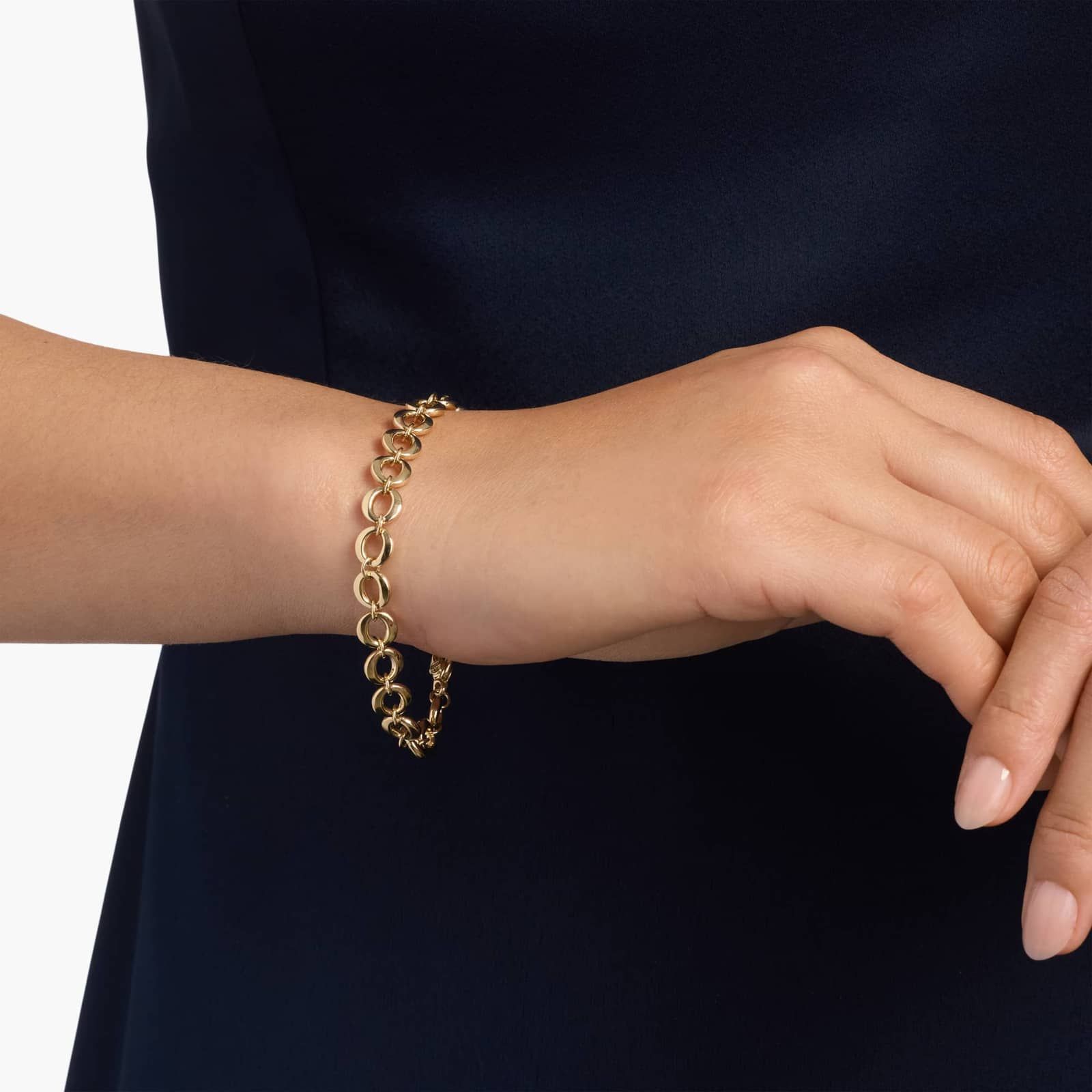 7.5" Round Link Bracelet in 14K Yellow Gold