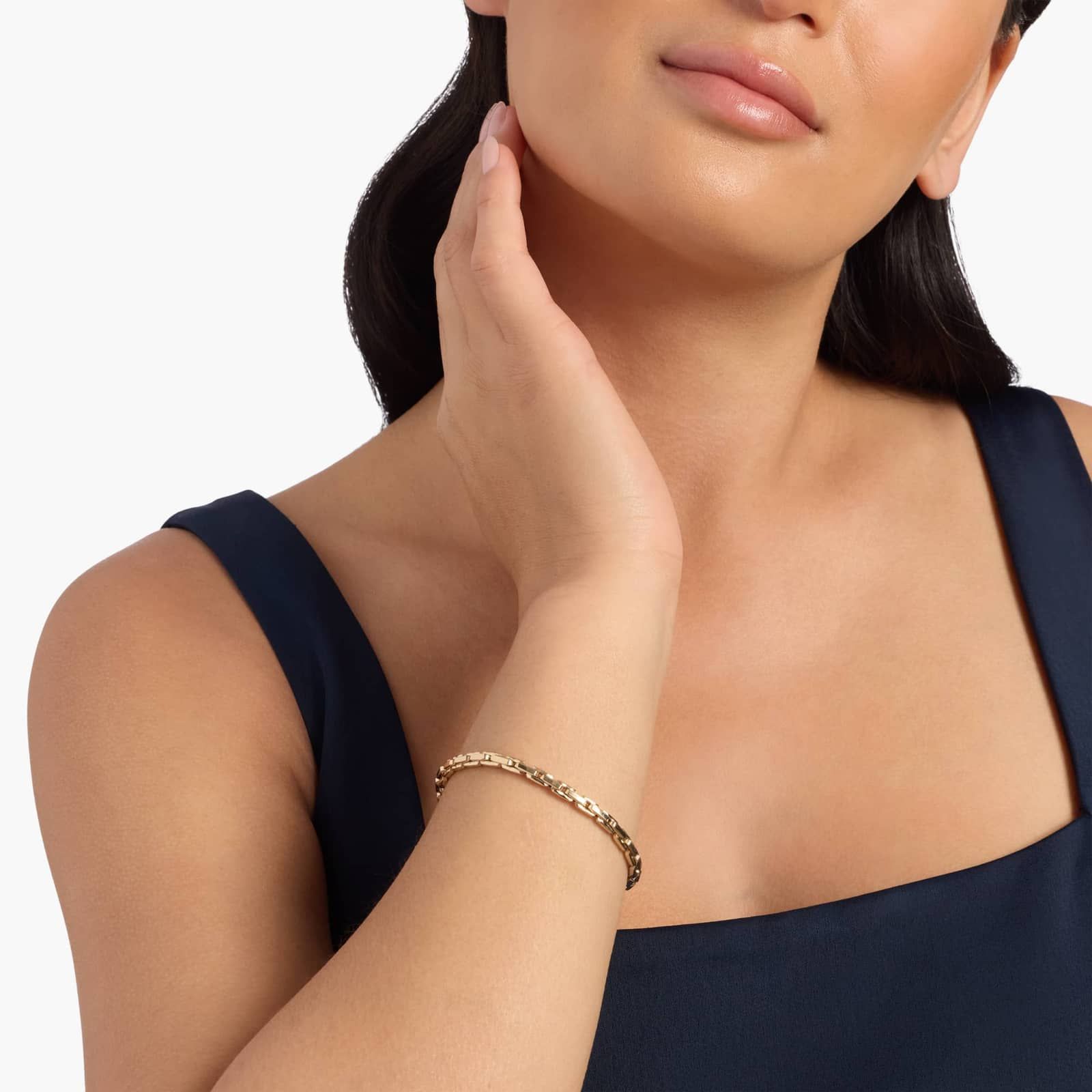 7.5" Locked Link Chain Bracelet in 14K Yellow Gold (4mm)