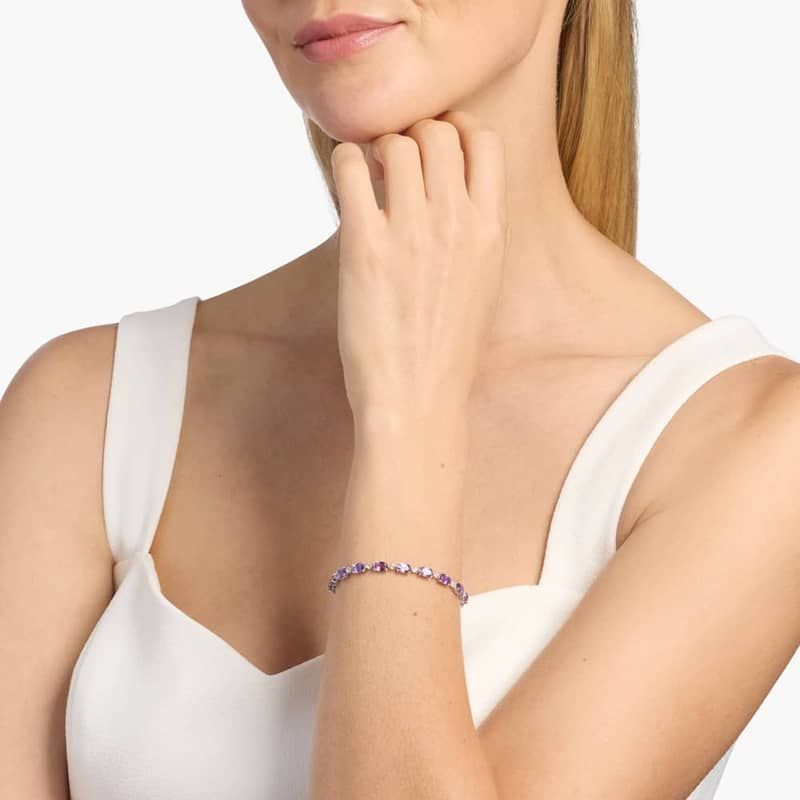 East-west Oval Amethyst Fashion Bracelet in Sterling Silver