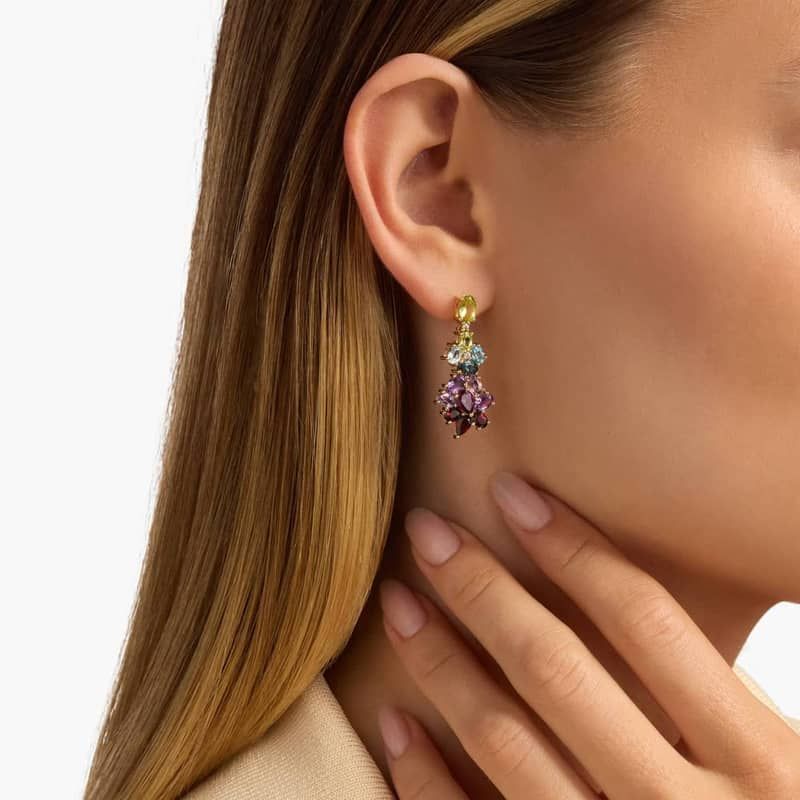 Multicolored Gemstone Chandelier Earrings in 14k Yellow Gold