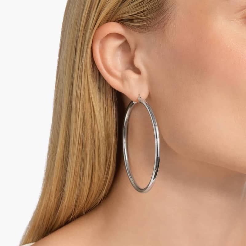 Statement Polished Hoop Earrings in Sterling Silver (3 x 67 mm)