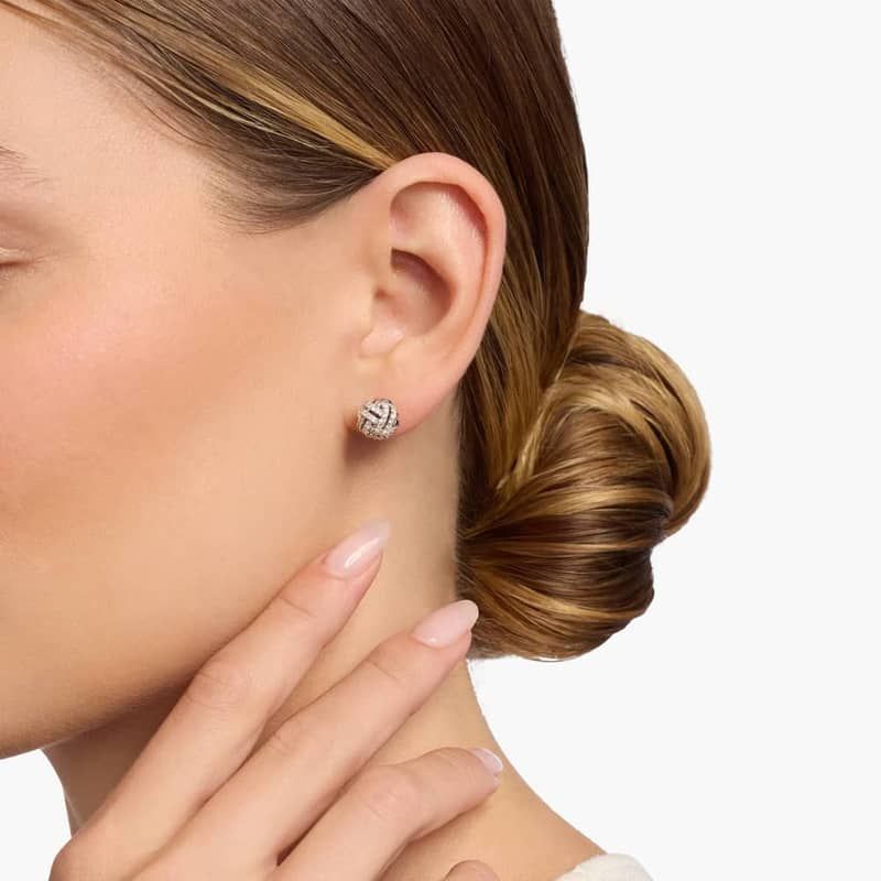 Love Knot Diamond Stud Earrings in 14k White Gold (5/8 ct. tw.)