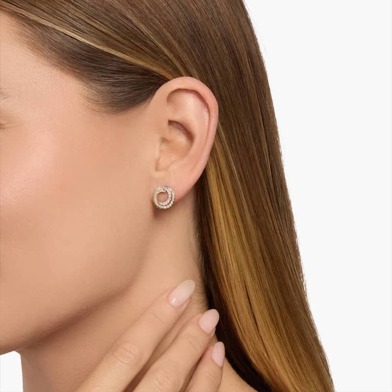 Diamond Two-Tone Swirl Stud Earrings in 14k Yellow and White Gold (1/2 ct. tw.)