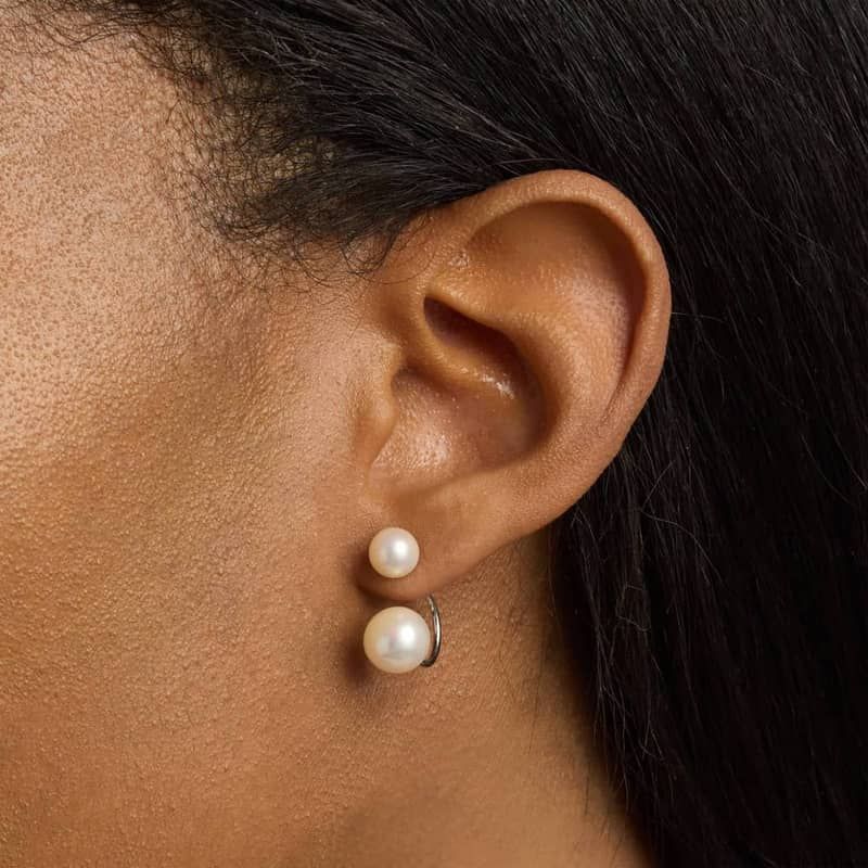 Front-Back Freshwater Cultured Pearl Earrings in Sterling Silver