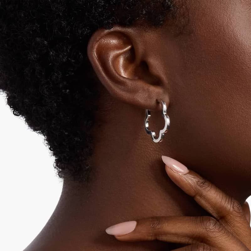Flower Hoop Earrings in Sterling Silver