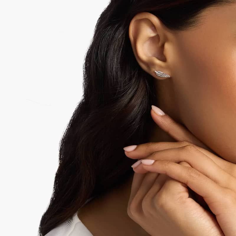 Leaf Stud Earrings in Sterling Silver