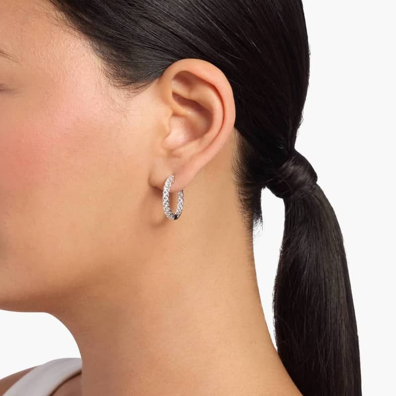Tessere Eternity Diamond Hoop Earrings in 14k White Gold (5 ct. tw.)