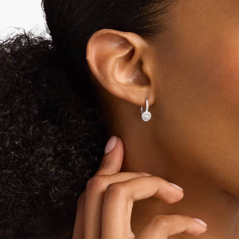 Vintage Halo Diamond Drop Earrings in 14k White Gold (1/3 ct. tw.)