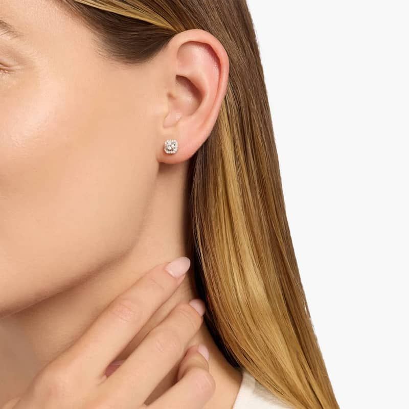 Geometric Halo Diamond Stud Earrings in 14k White Gold (3/8 ct. tw.)