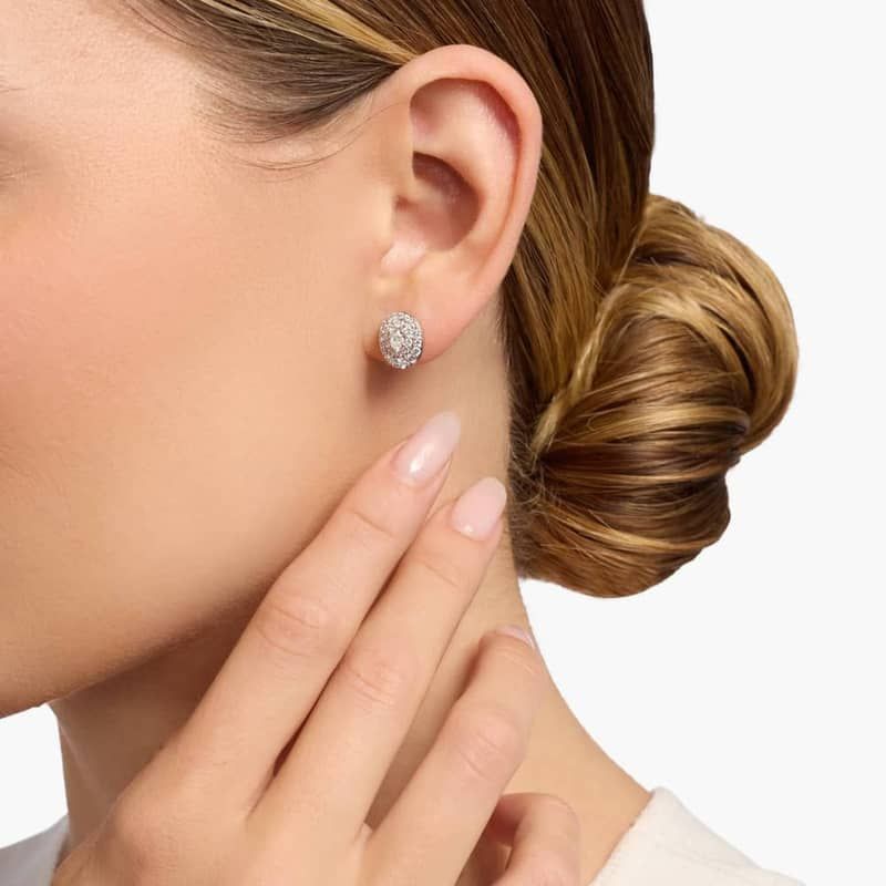 Diamond Crescendo Oval Double Halo Earrings in 14k White Gold (7/8 ct. tw.)