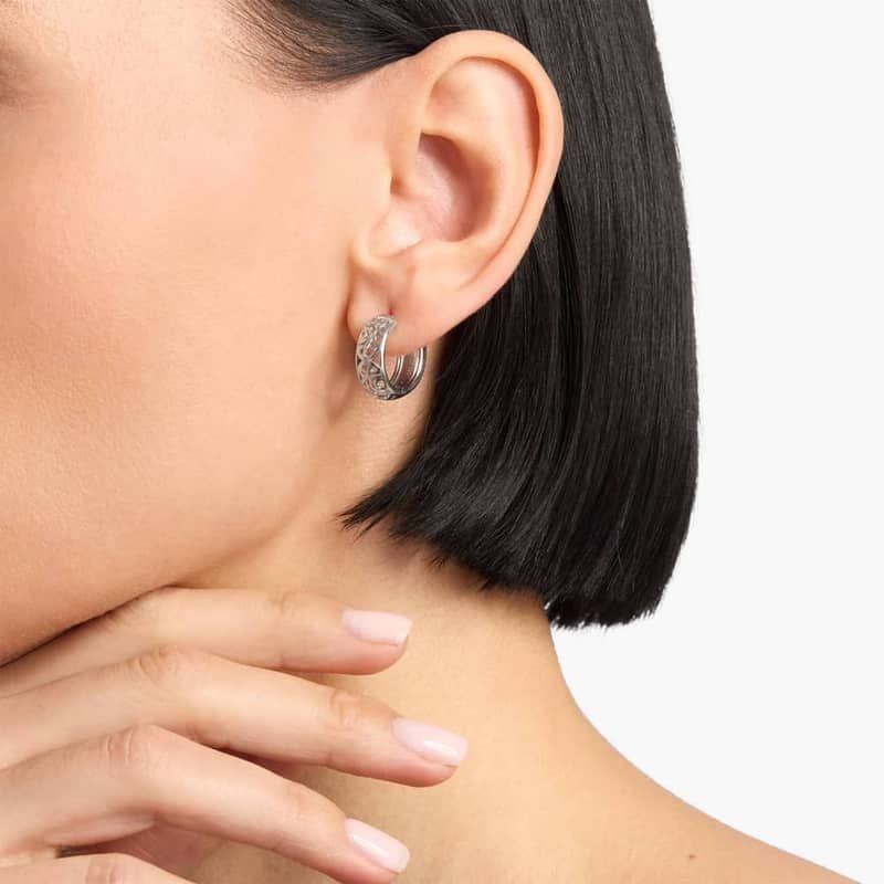 Designed Hoop Earrings in Sterling Silver