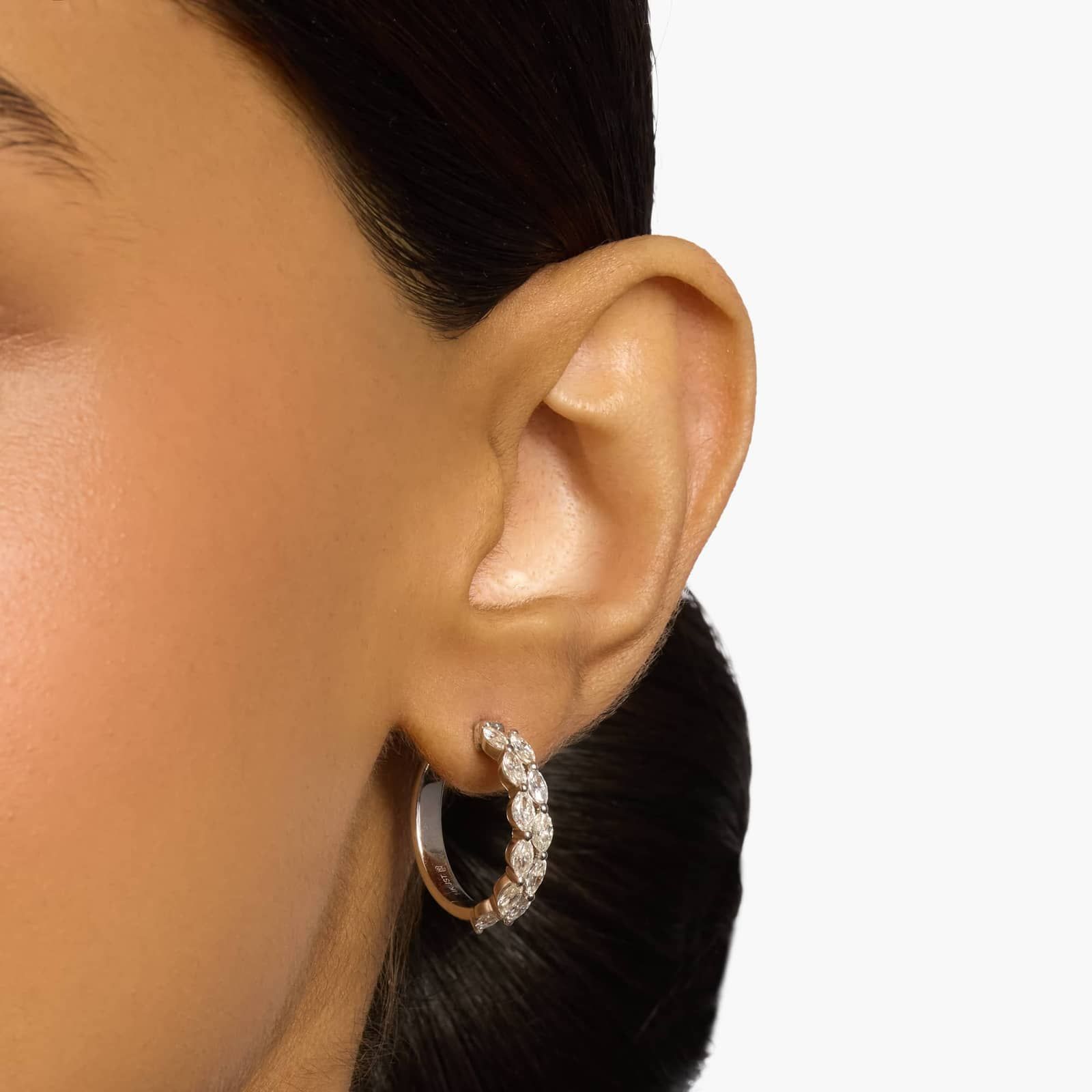 11-Stone Marquise Diamond Hoop Earrings in 14k White Gold (2 1/5 ct. tw.)