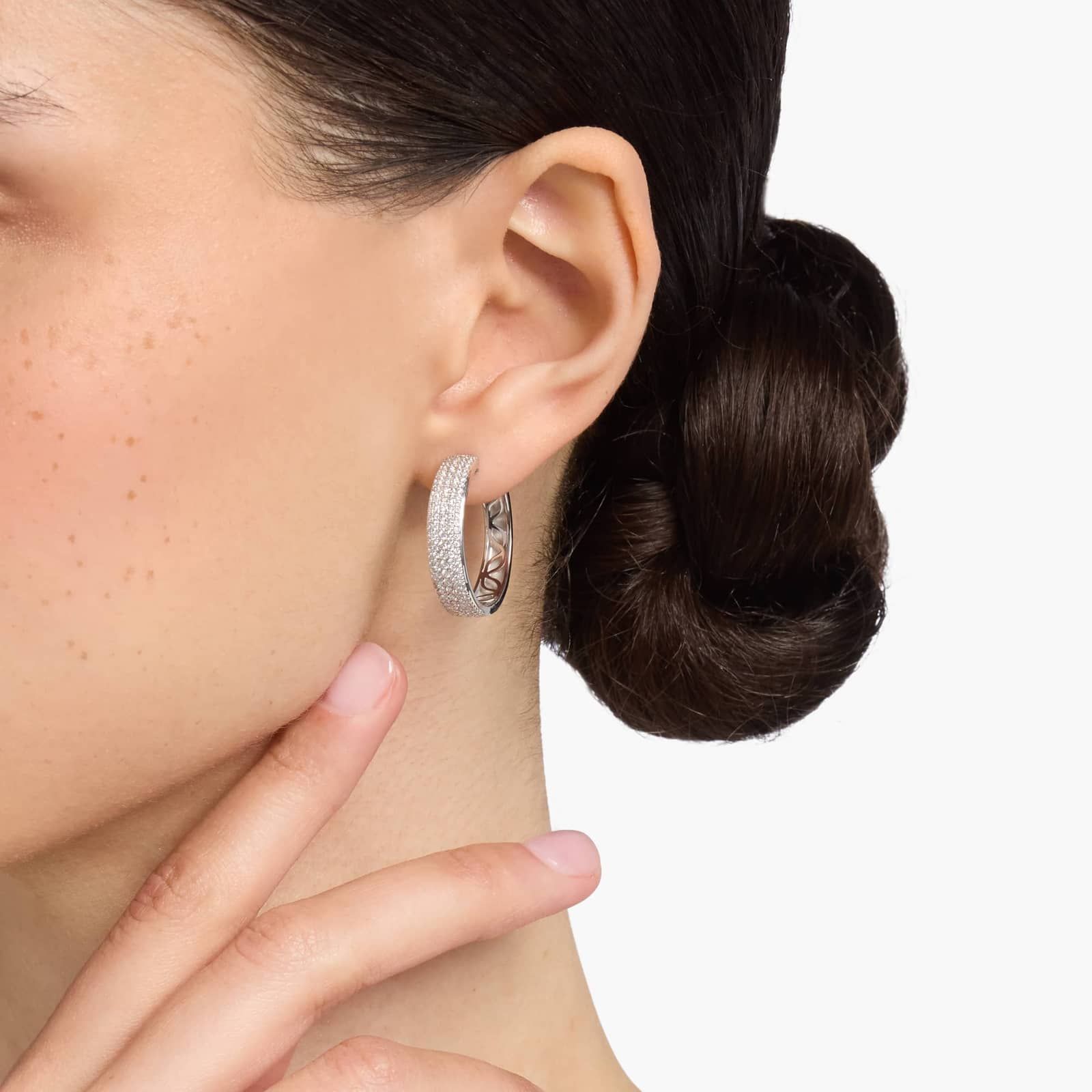 Multi-Row Diamond Hoop Earrings in 14k White Gold (1 1/8 ct. tw.)