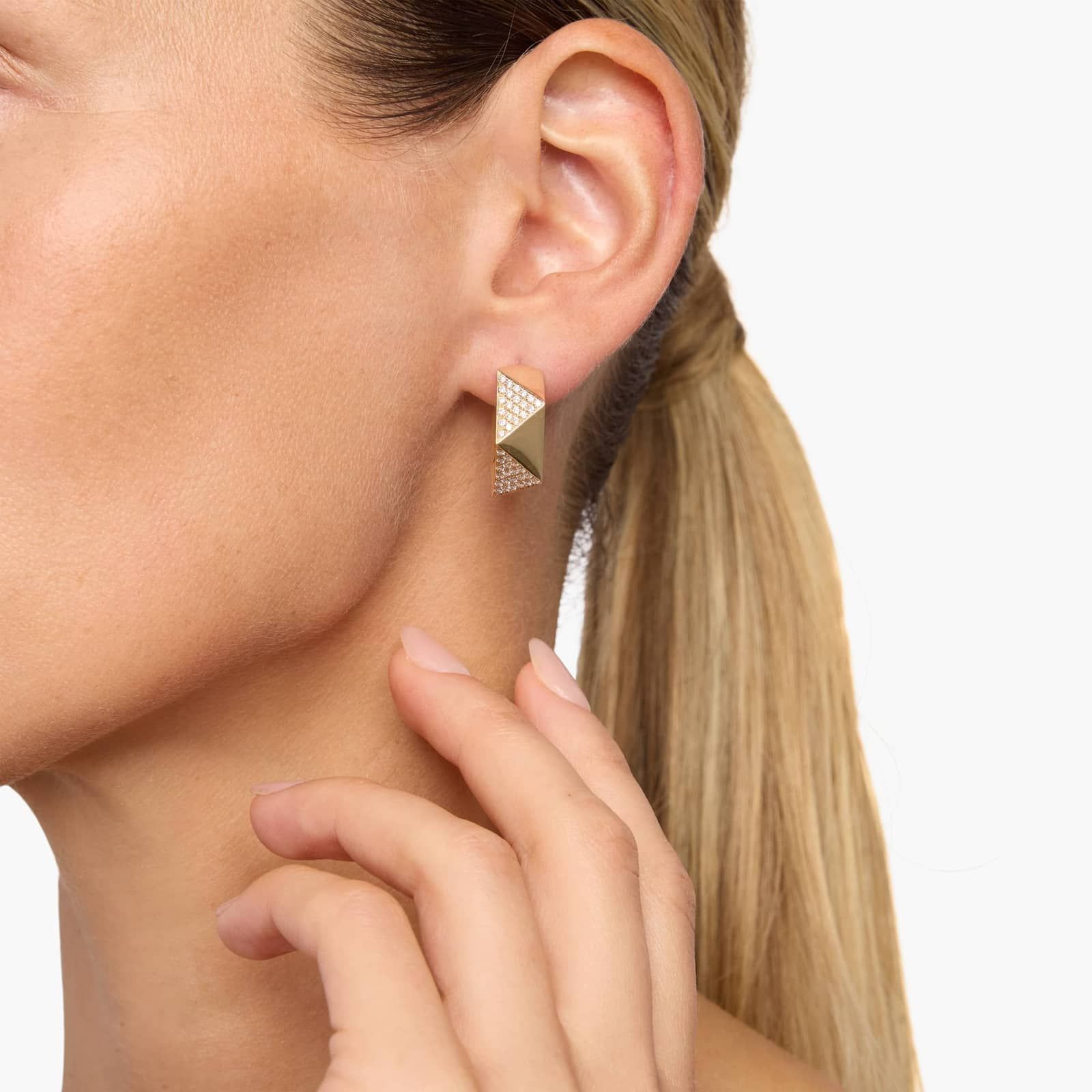 Geometric Diamond Hoop Earrings in 14K Yellow Gold (1/2 Ct. Tw.)