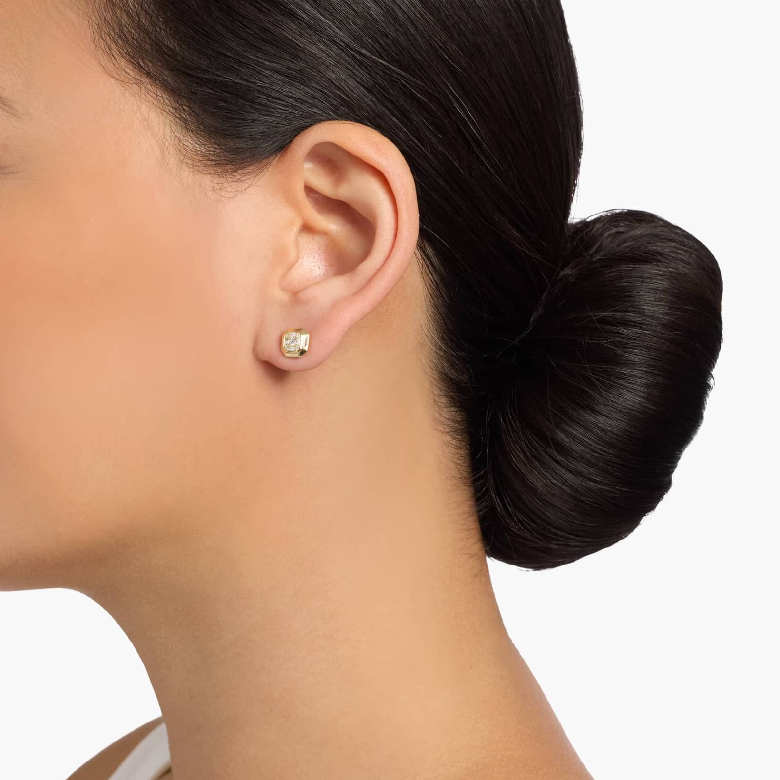 Diamond Octagon Tiered Bezel Stud Earrings in 14K Yellow Gold (1/5 Ct. Tw.)