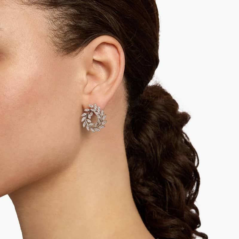 Dimond Wreath Stud Earrings In 14K White Gold (7/8 Ct. Tw.)