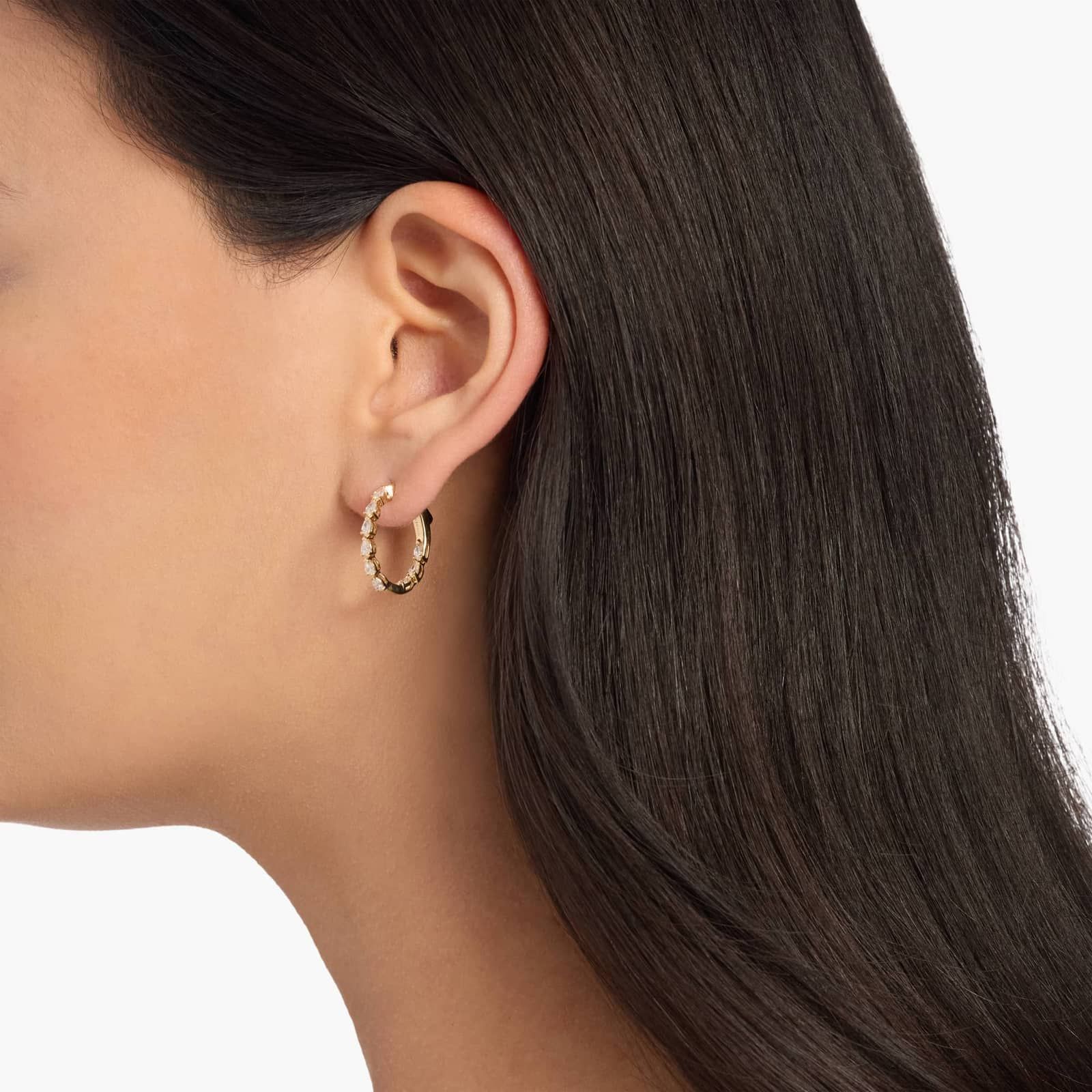 Inside Out Pear Cut Diamond Hoops in 14k White Gold (1 Ct. Tw.)