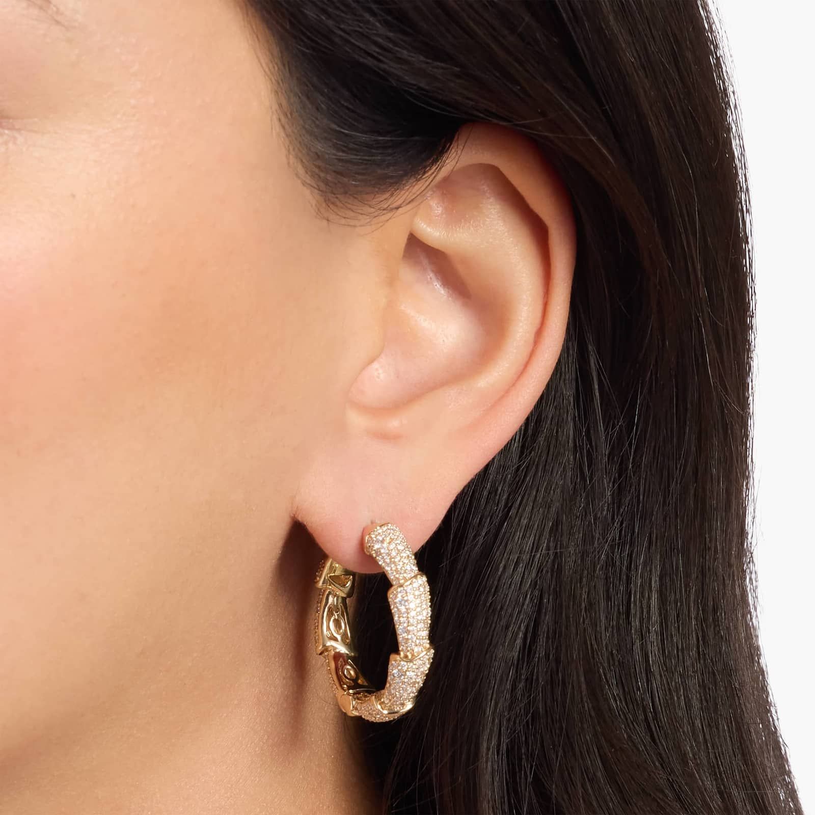 Pave Snake Layered Hoops in 14k White Gold (3 1/2 Ct. Tw.)