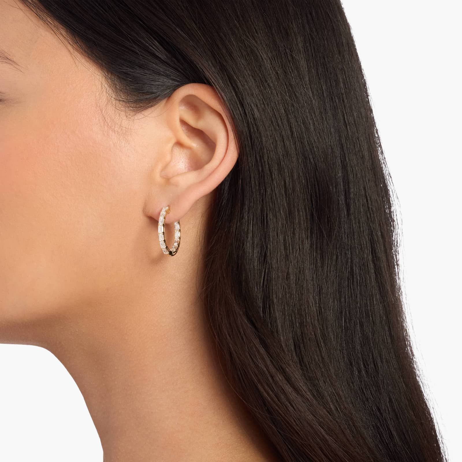 Emerald Cut Diamond Eternity Hoops in 14k Yellow Gold (3 Ct. Tw.)