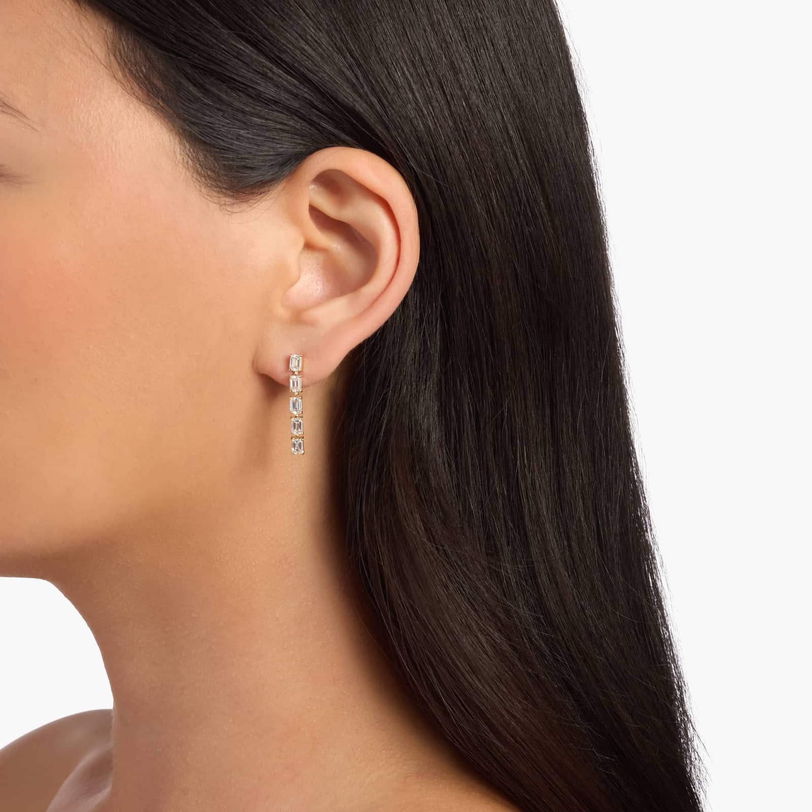 Emerald Cut Linear Drop Earrings in 14k Yellow Gold (2 2/5 Ct. Tw.)