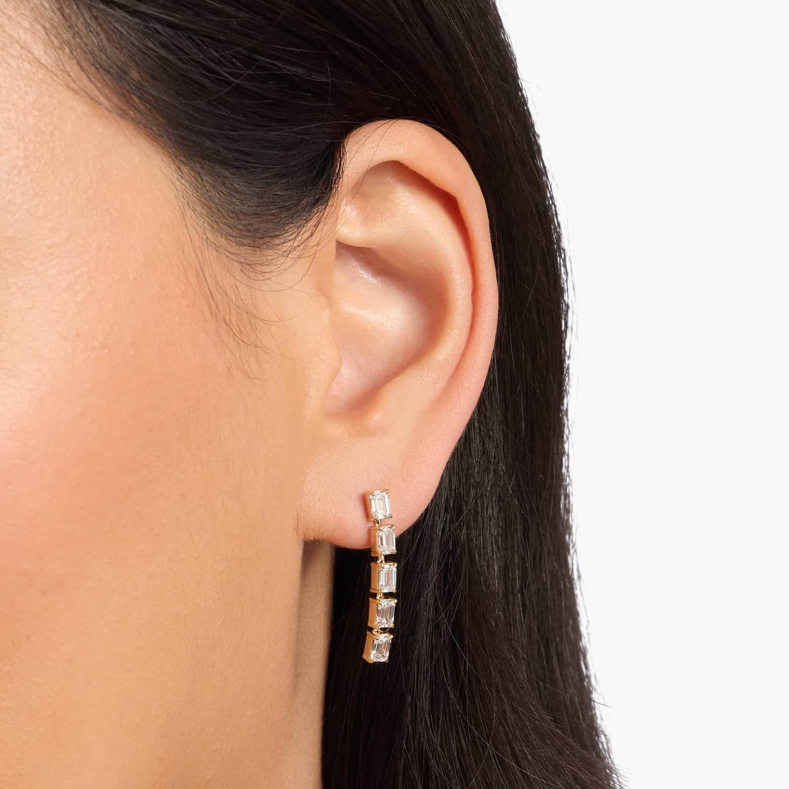 Emerald Cut Linear Drop Earrings in 14k Yellow Gold (2 2/5 Ct. Tw.)