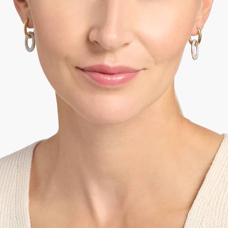 Two-Toned Interlocking Pavé Link Dangle Earrings in 14K Yellow Gold (1 1/4 Ct. Tw.)