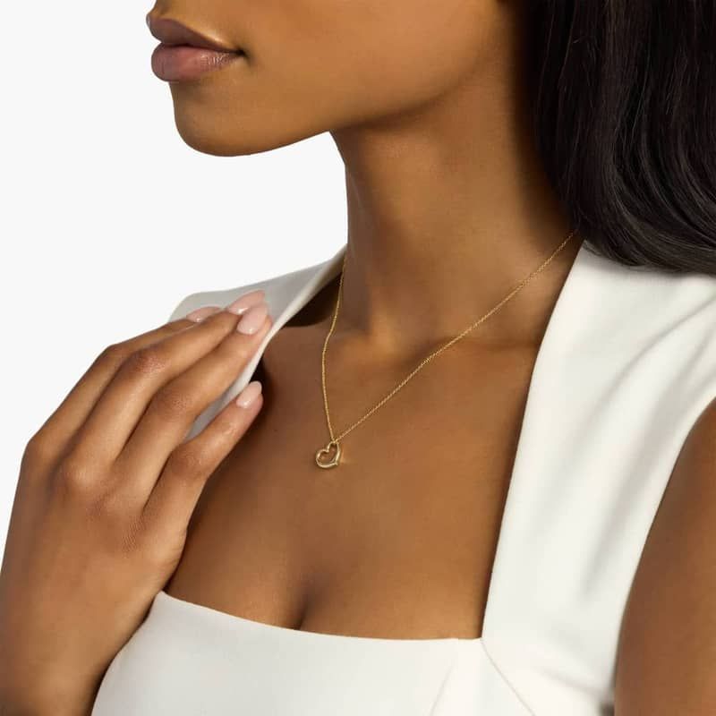 18" Open Heart Pendant in 14k Yellow Gold