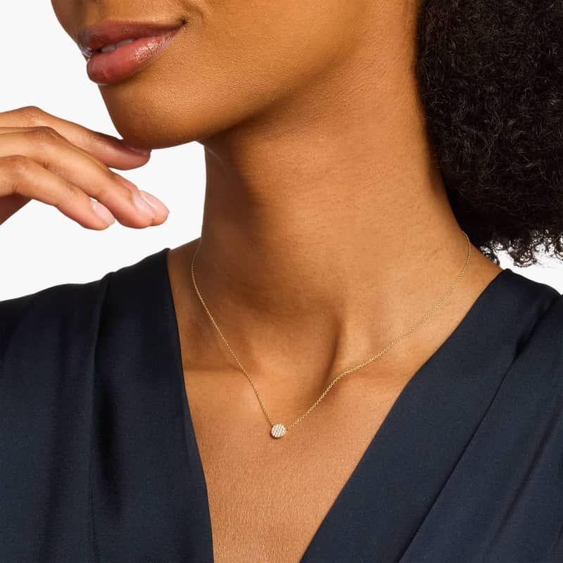 Mini Micropavé Button Diamond Necklace in 14k Yellow Gold (1/10 ct. tw.)