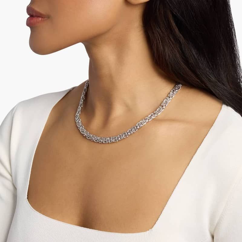 18" Byzantine Necklace in Italian Sterling Silver (7.5 mm)