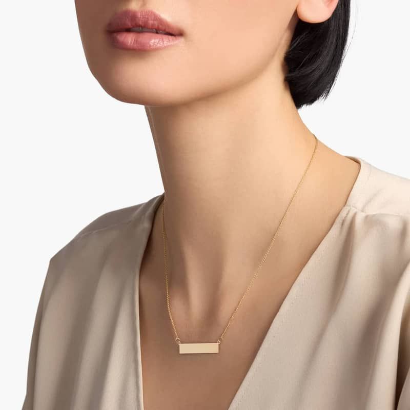 18" Bar Necklace in 14k Yellow Gold (1 mm)