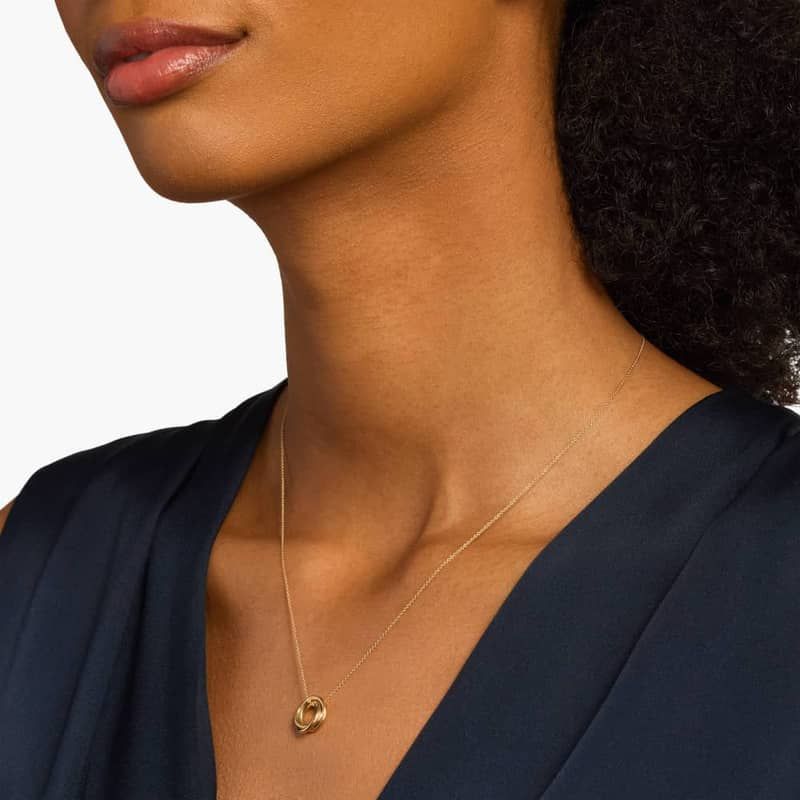 18" Petite Infinity Rings Pendant in 14k Yellow Gold