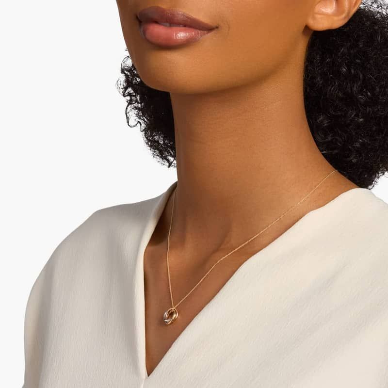 18" Petite Infinity Rings Pendant in 14k Tri-Color Gold (1 mm)