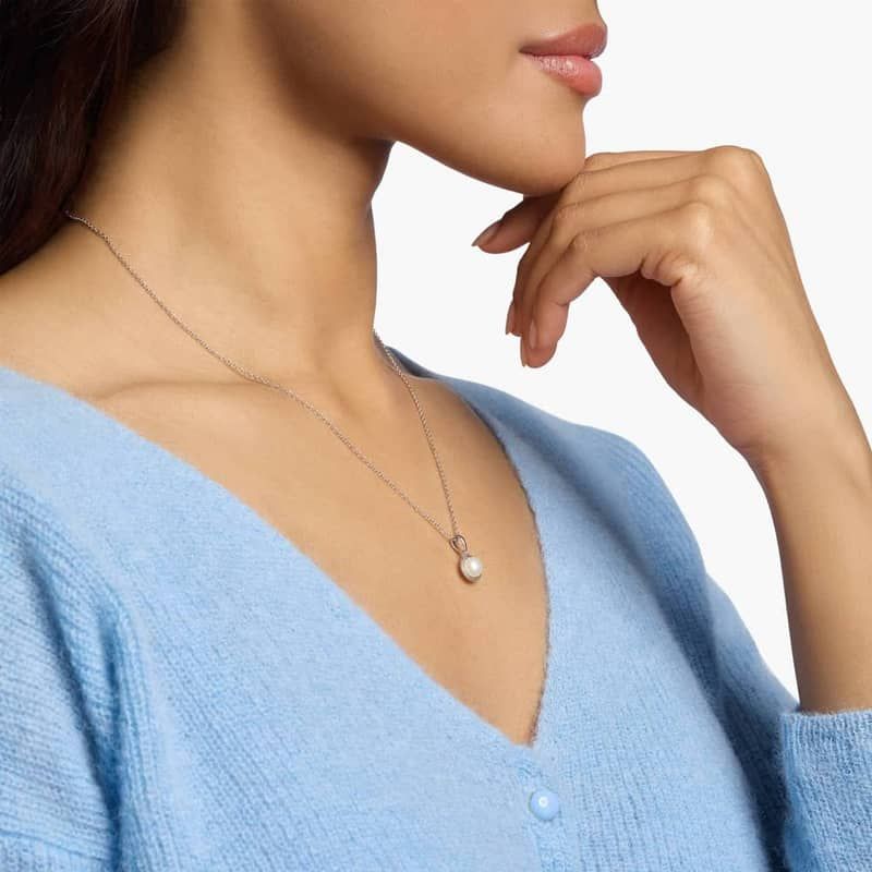 Freshwater Cultured Pearl Rope Pendant in Sterling Silver (7mm)