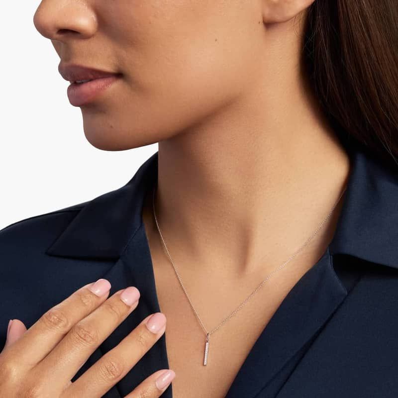 Mini Diamond Vertical Bar Pendant in 14k Rose Gold