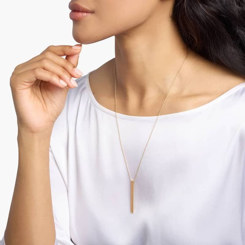 22" Vertical Bar Pendant in 14k Yellow Gold (1 mm)