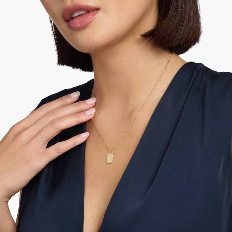 18" Petite Dog Tag Necklace in 14k Yellow Gold (1 mm)