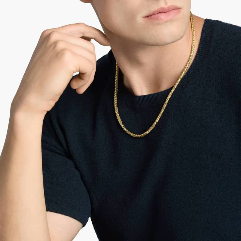 22" Men's Diamond Cut Square Franco Chain in 14k Yellow Gold (4 mm)