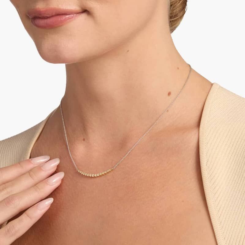 Yellow Diamond Smile Necklace in 18k Yellow and White Gold (3/8 ct. tw.)
