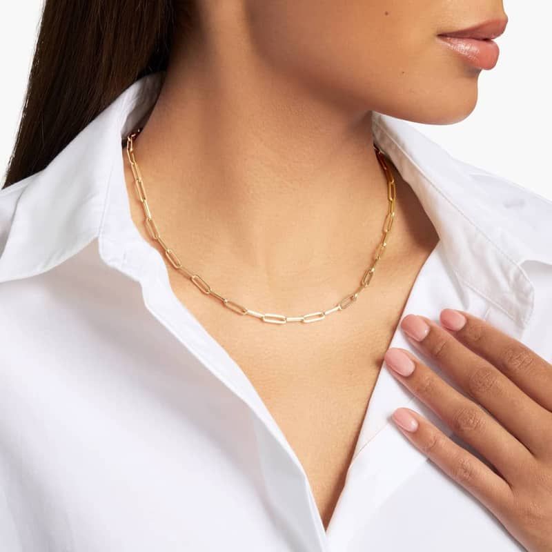 18" Medium Paperclip Necklace in 14k Italian Yellow Gold (4 mm)