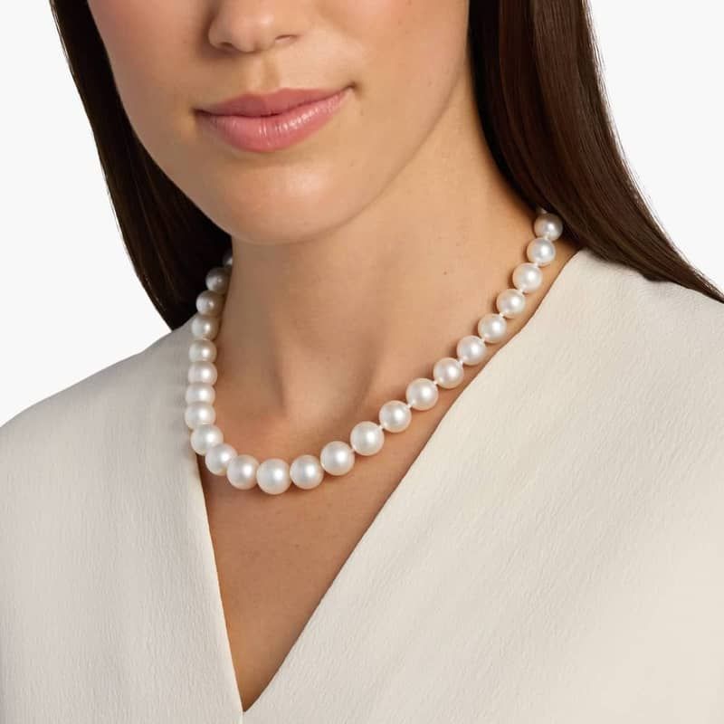 Extraordinary Collection: 10-12.9mm Graduated South Sea Pearl Strand Necklace with Diamond Clasp