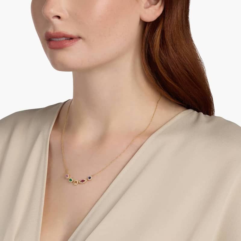 Extraordinary Collection: Multi-Color Mixed Shape Gemstone Necklace in 18k Yellow gold