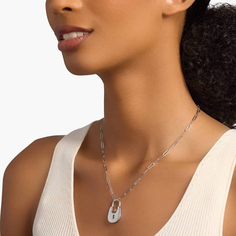 18" Padlock Necklace in Sterling Silver (3.1 mm)