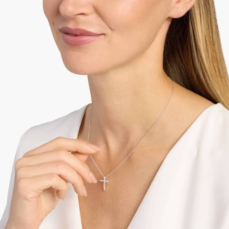 Floating Diamond Cross Pendant in 14k White Gold (1/2 ct. tw.)