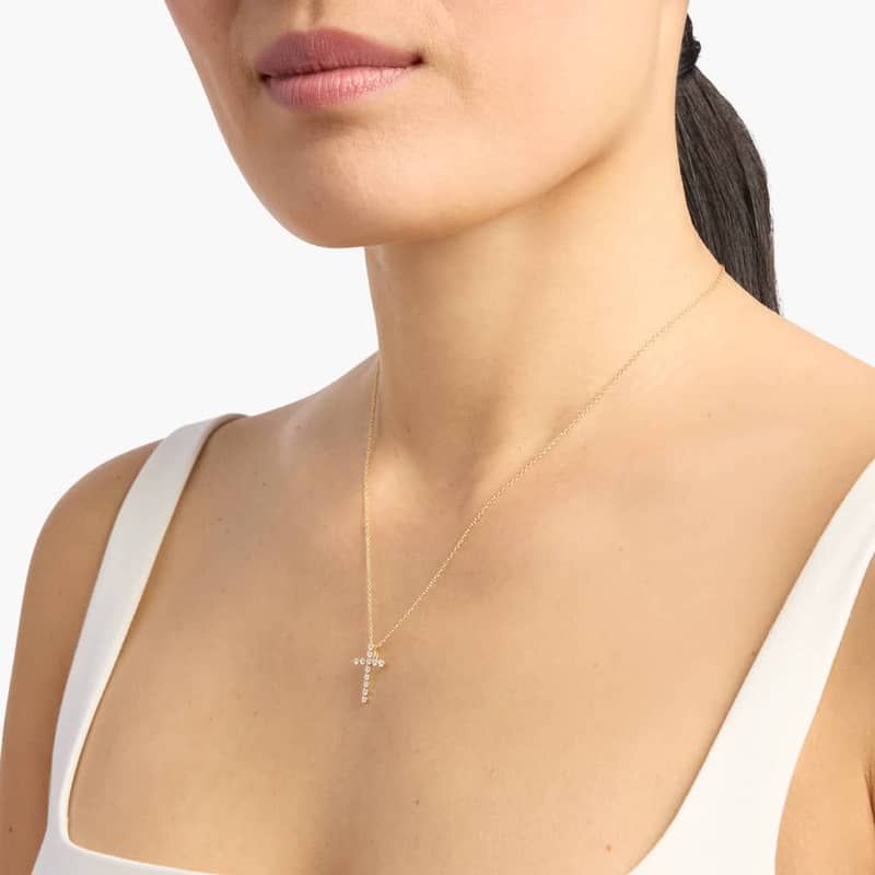 Floating Diamond Cross Pendant in 14k Yellow Gold (1/2 ct. tw.)