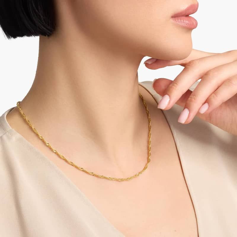 18" Lightweight Singapore Chain in 14k Yellow Gold (2.75 mm)